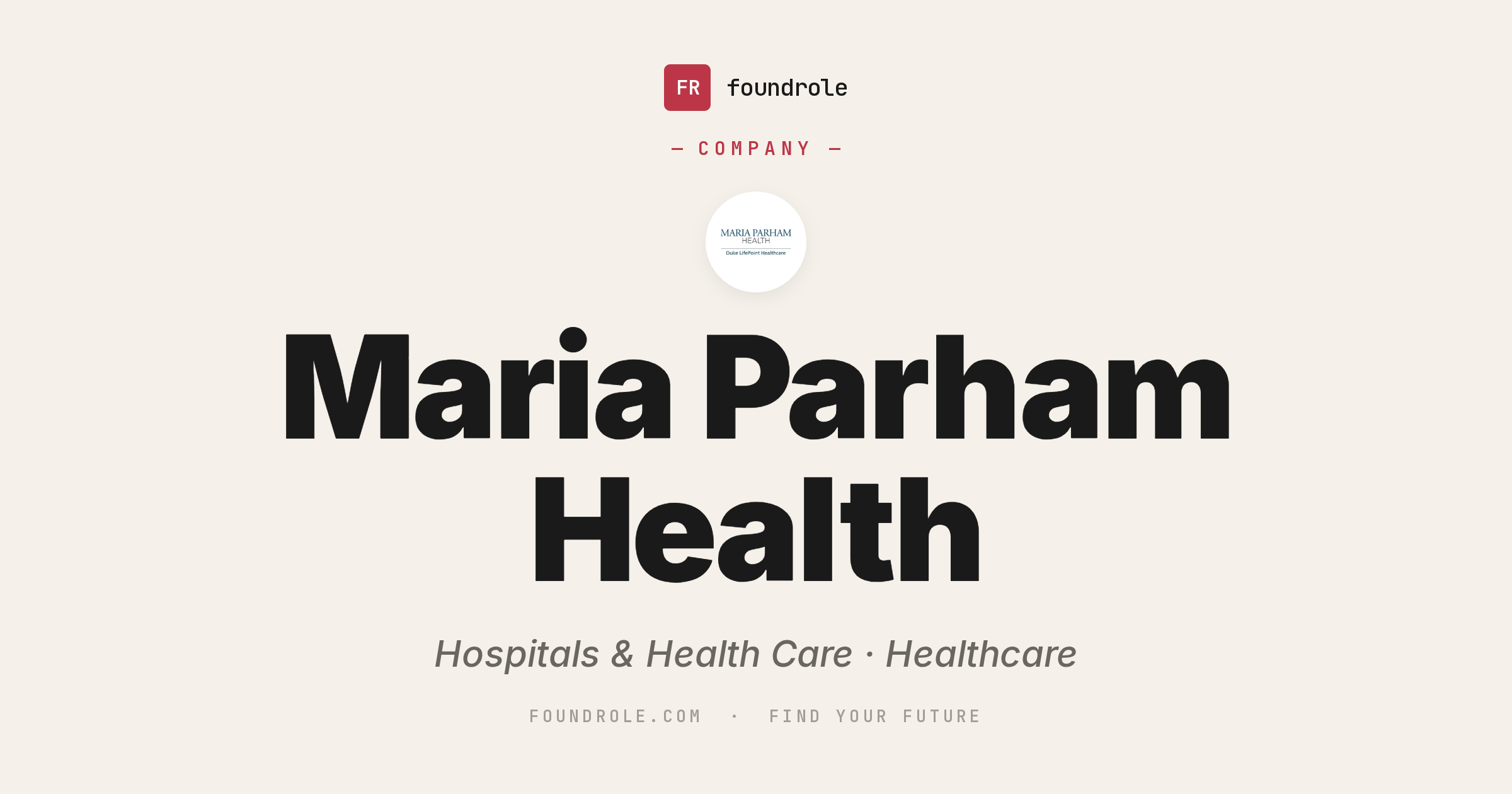 Maria Parham Health Jobs & Careers — Regional Hospital
