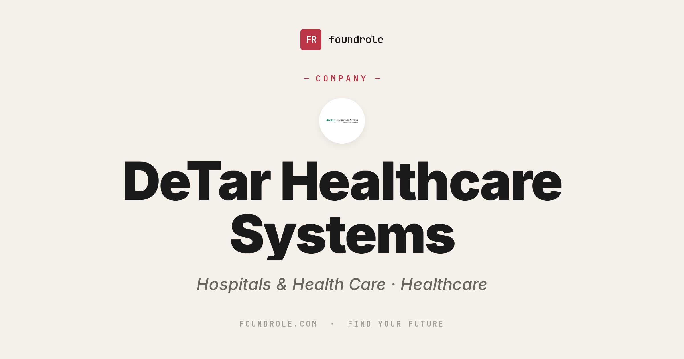 DeTar Healthcare System Jobs & Careers — South Texas