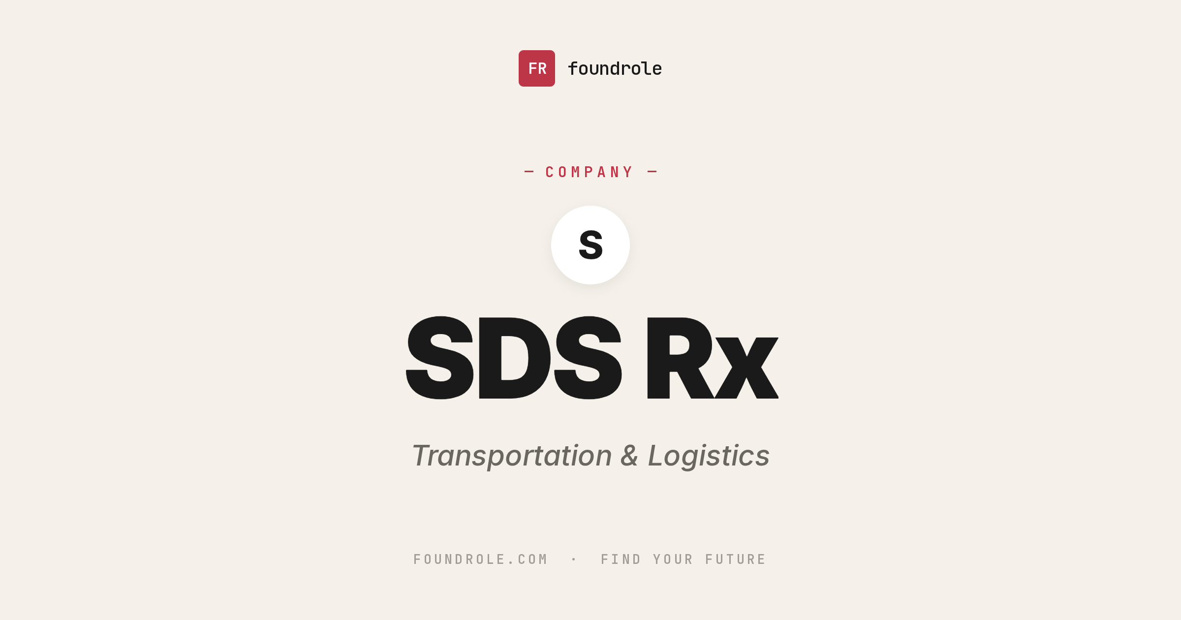 SDS Rx Jobs & Careers — Healthcare Logistics