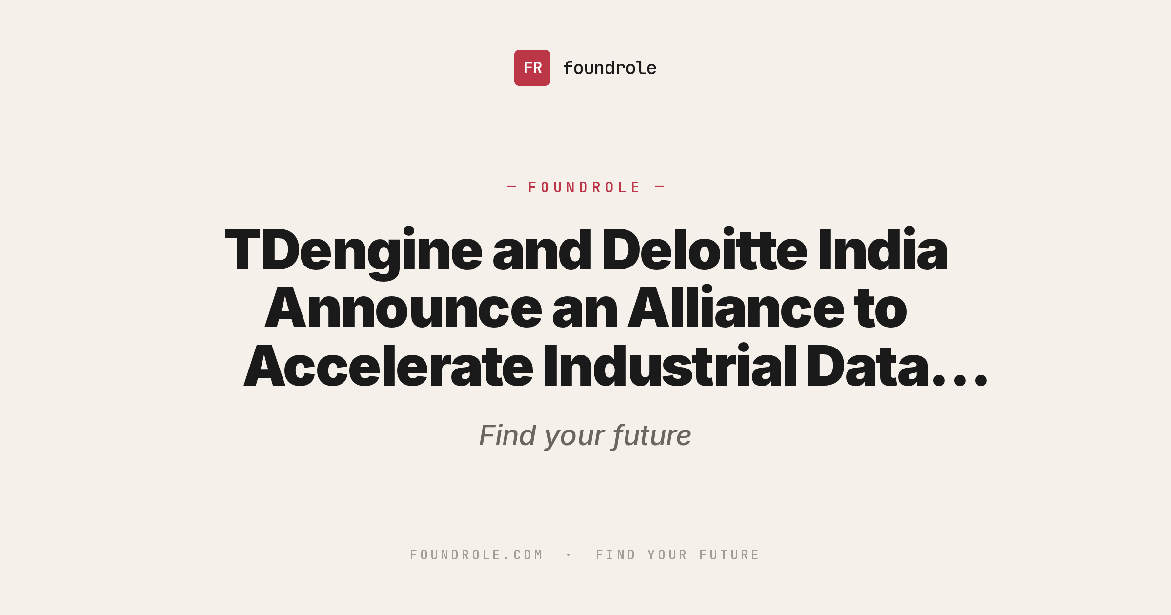 TDengine and Deloitte India Announce an Alliance to Accelerate
