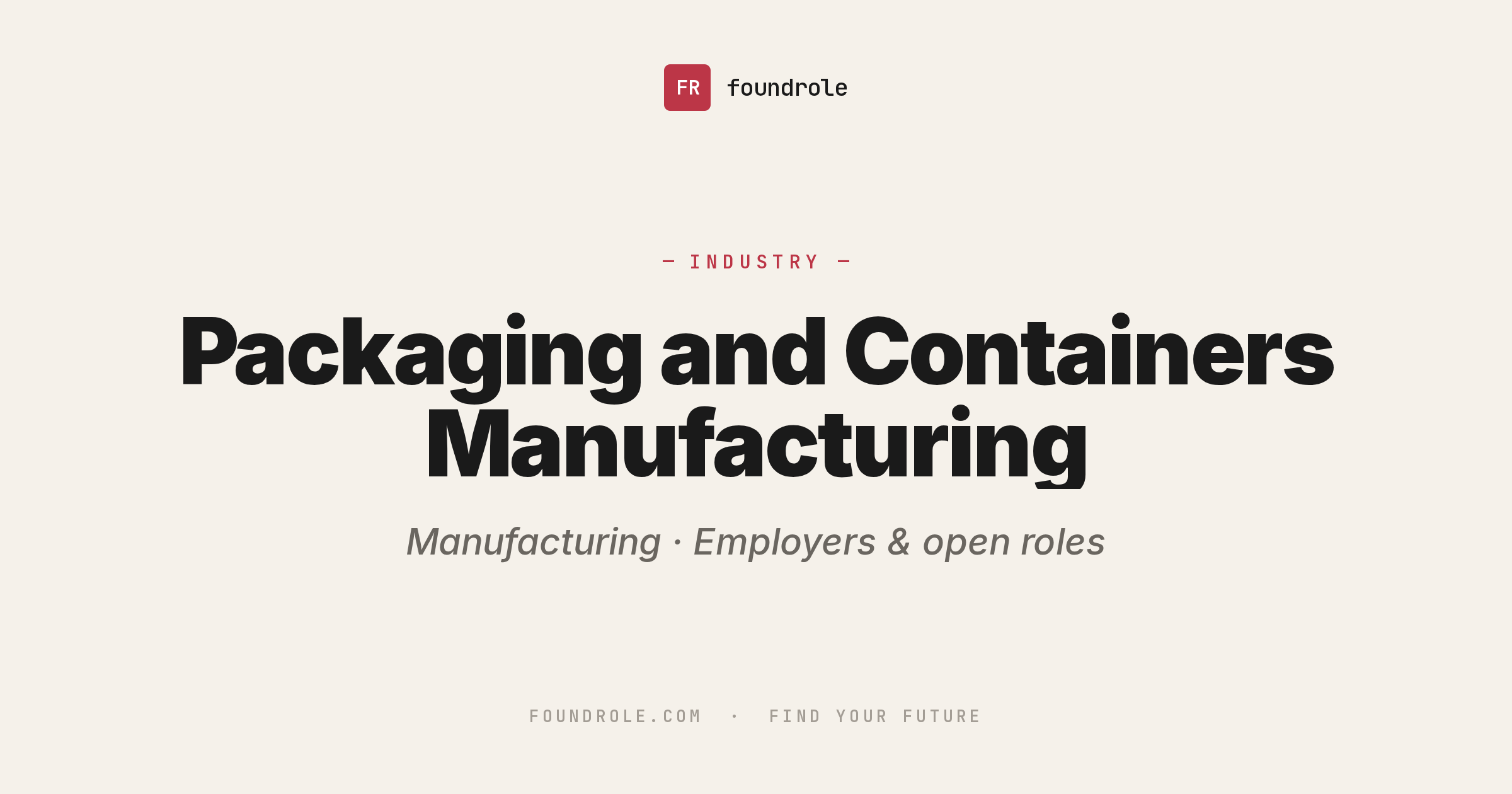 Packaging & Containers Manufacturing Jobs