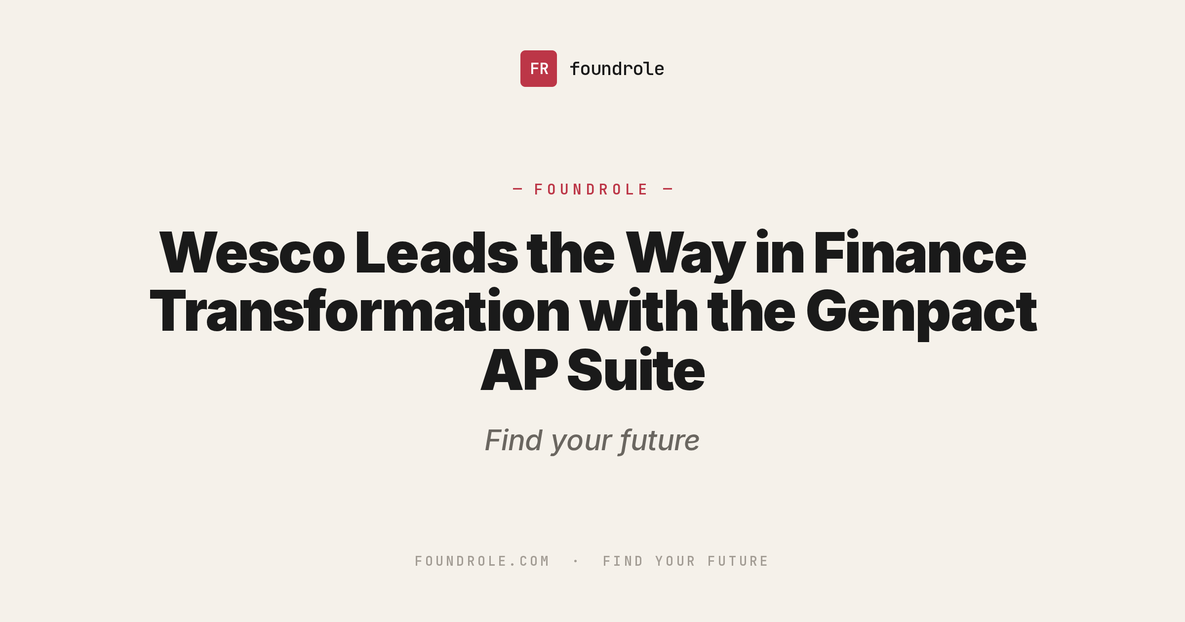 Wesco Leads the Way in Finance Transformation with the Genpact AP