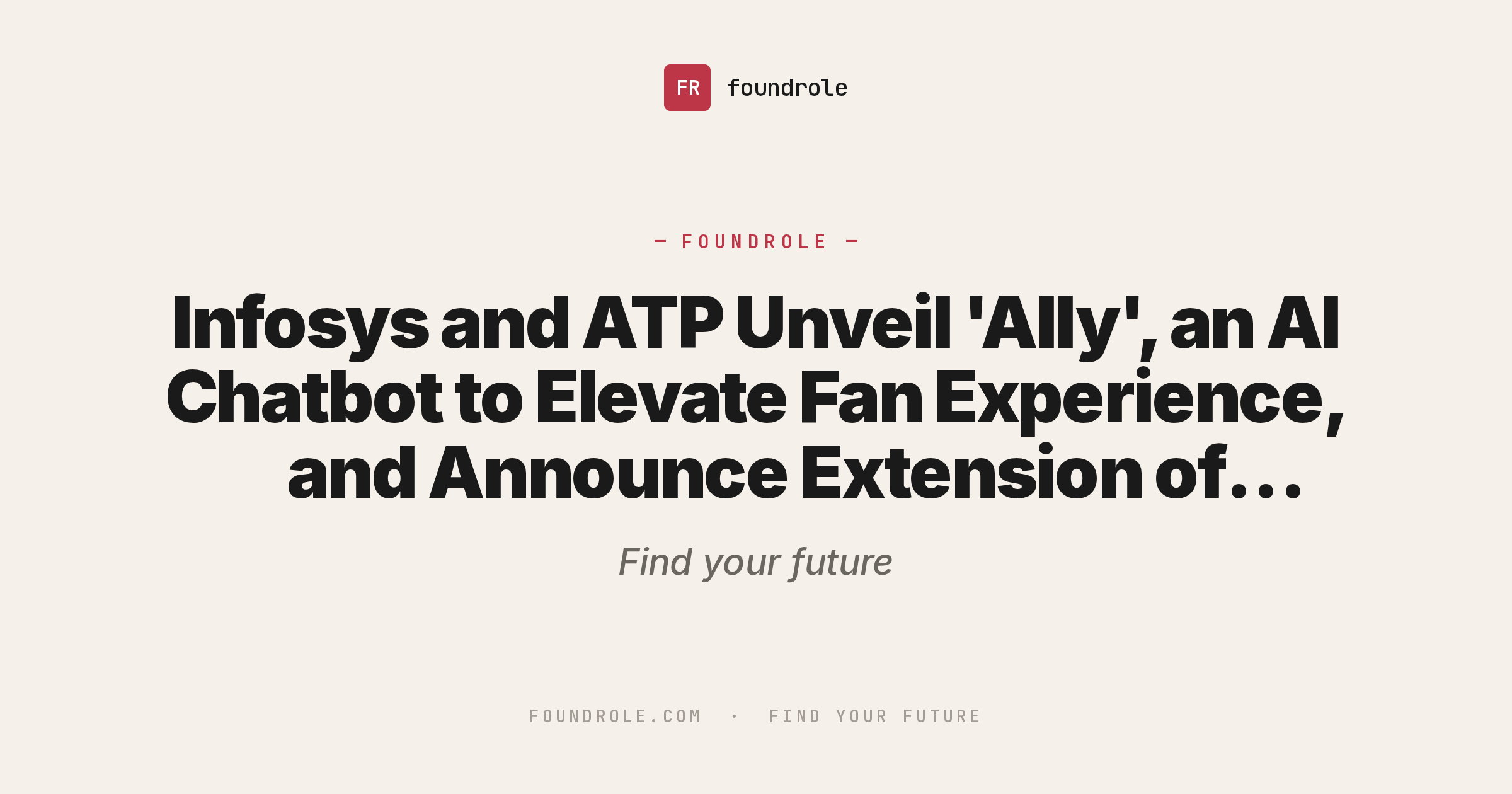 Infosys and ATP Unveil 'Ally', an AI Chatbot to Elevate Fan