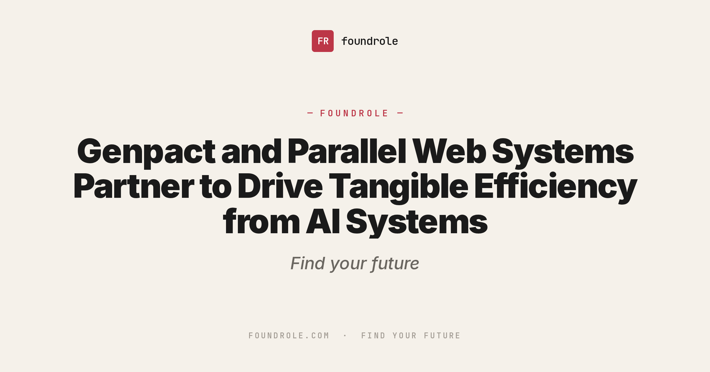 Genpact and Parallel Web Systems Partner to Drive Tangible Efficiency