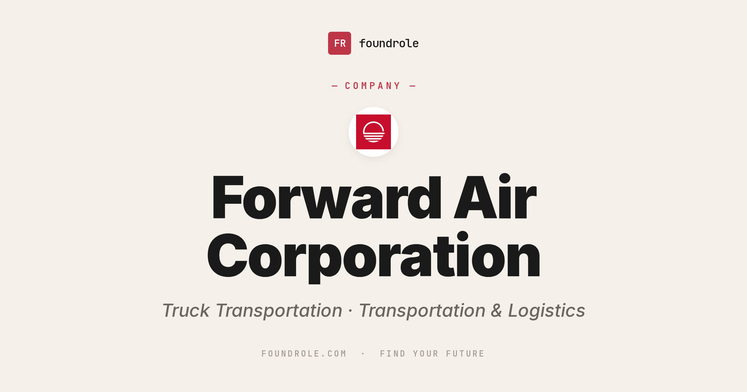 Forward Air Jobs & Careers — Freight & Logistics