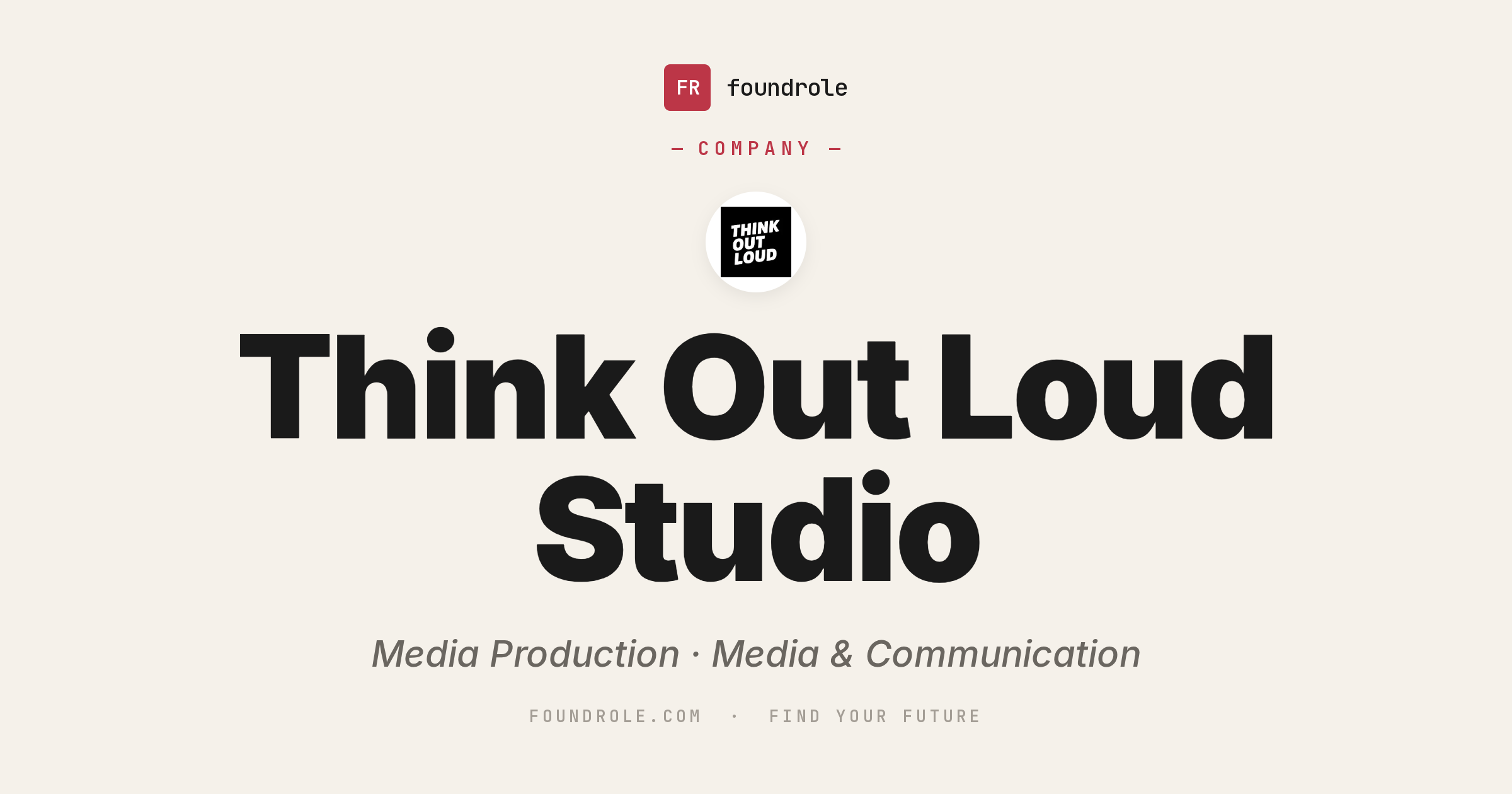 Think Out Loud Studio Jobs & Careers — Video Production