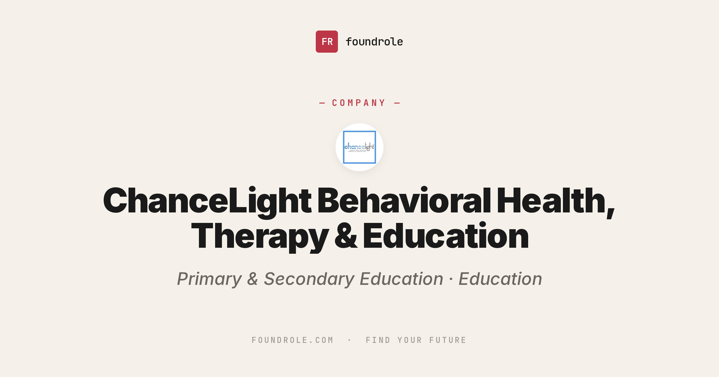 ChanceLight Jobs & Careers — Special Education & Therapy