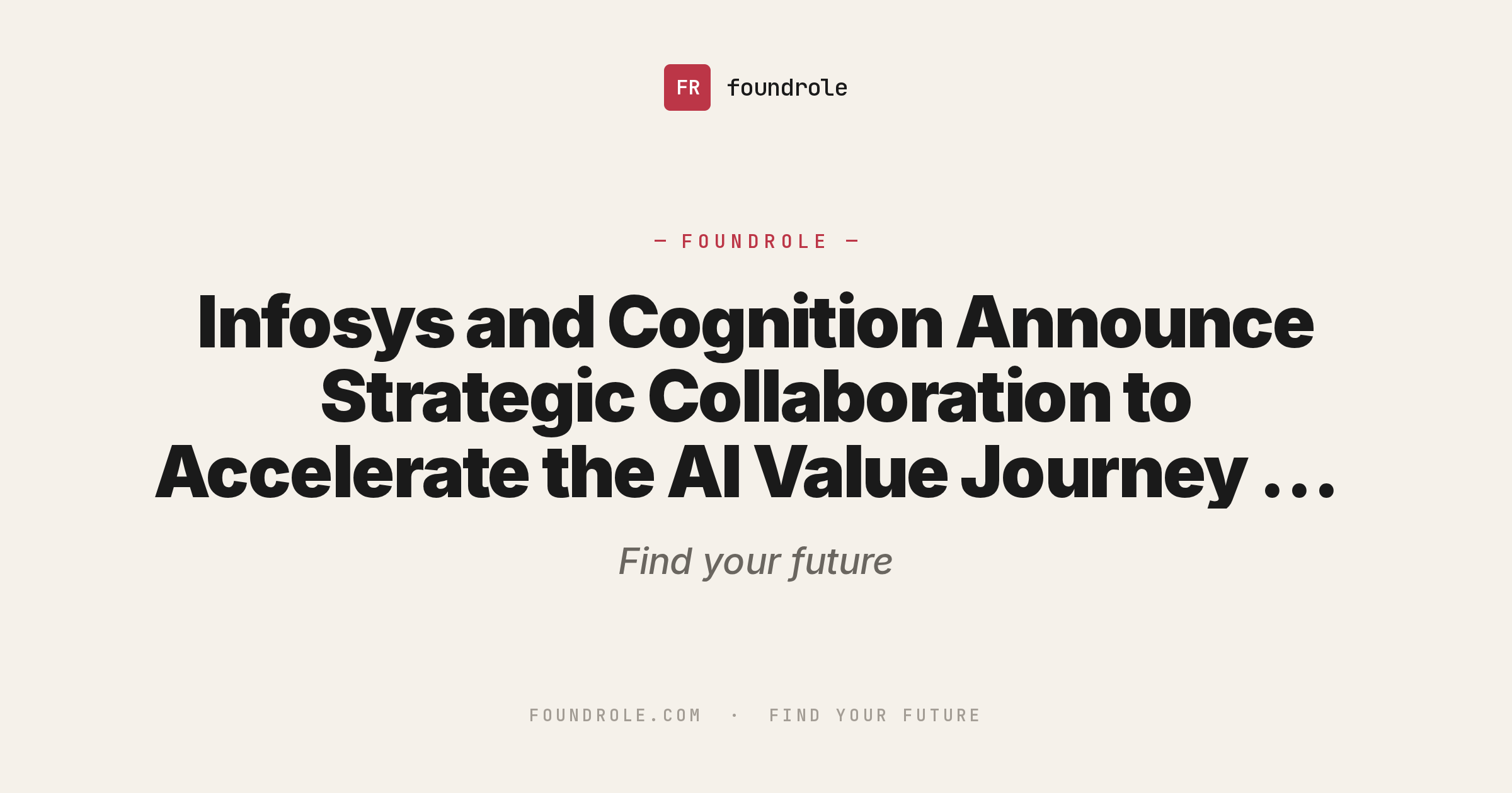 Infosys and Cognition Announce Strategic Collaboration to Accelerate