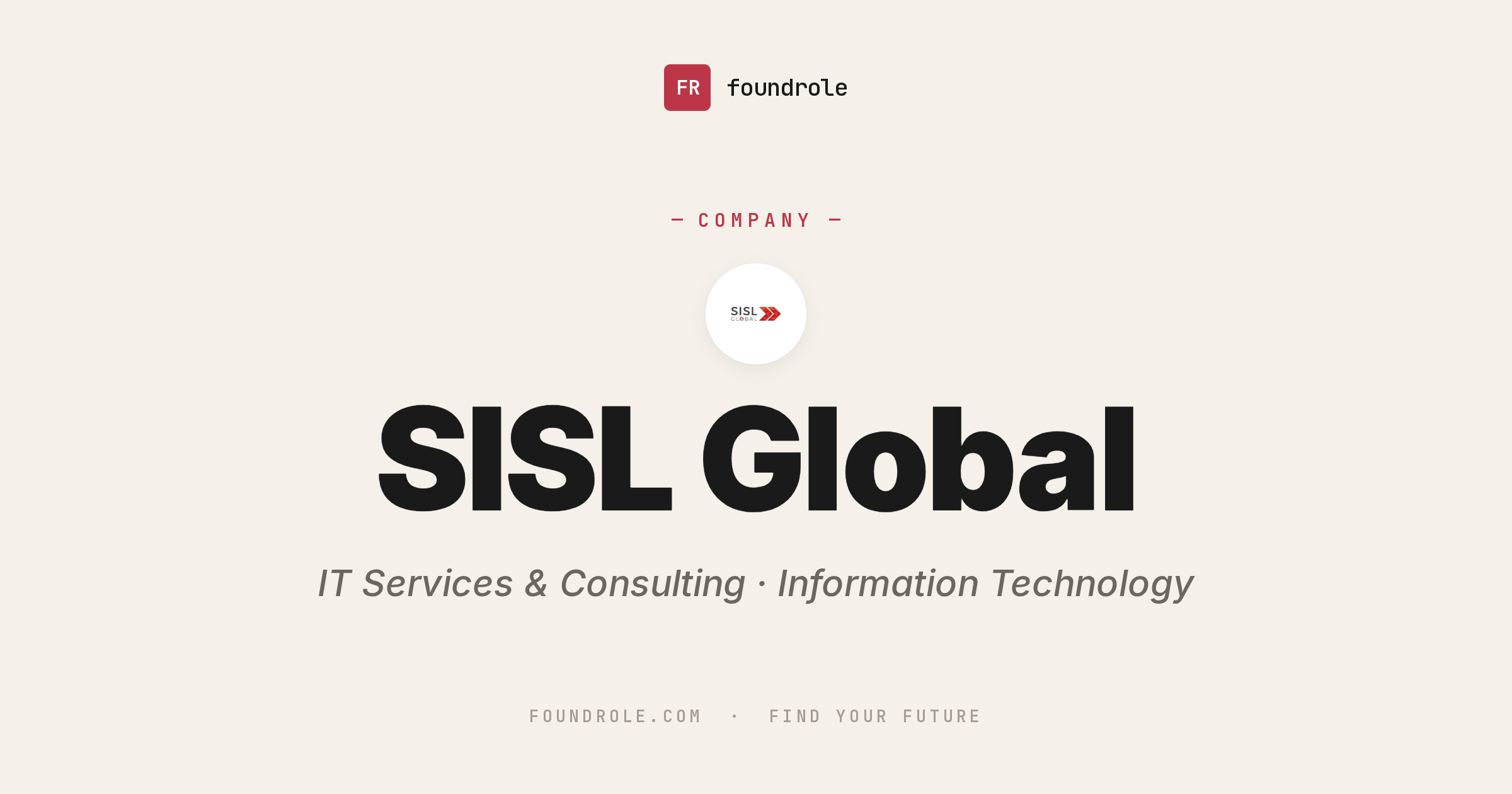 SISL Global Jobs & Careers — IT Managed Services