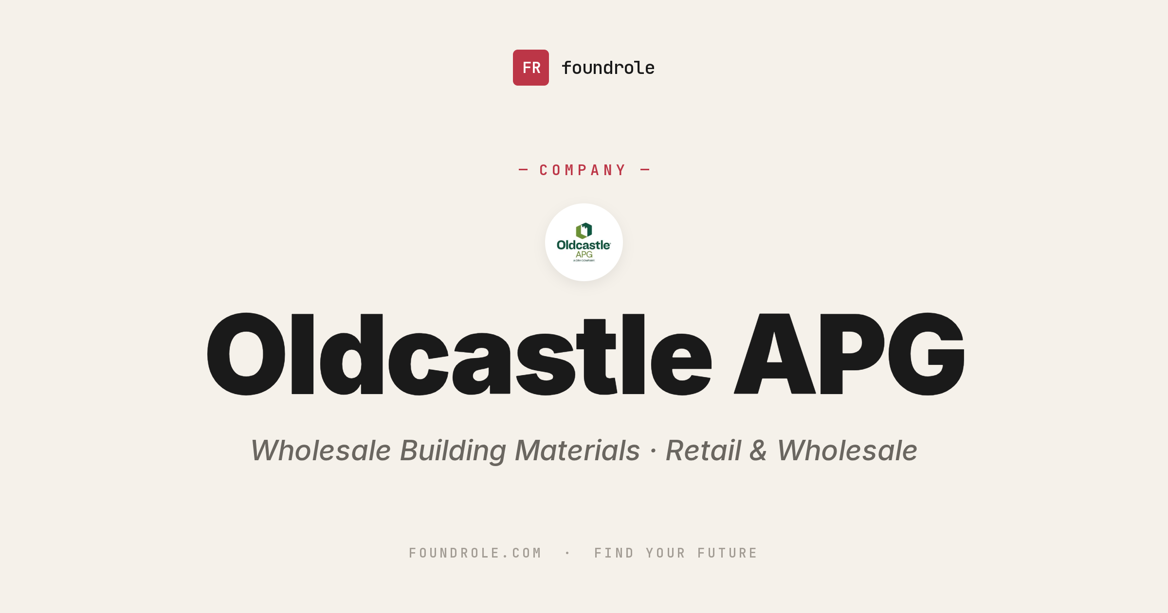 Oldcastle APG Jobs & Careers — Building Materials