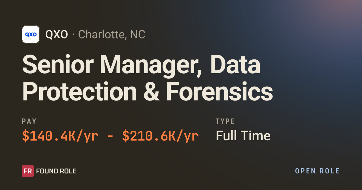 Senior Manager, Data Protection & Forensics at QXO