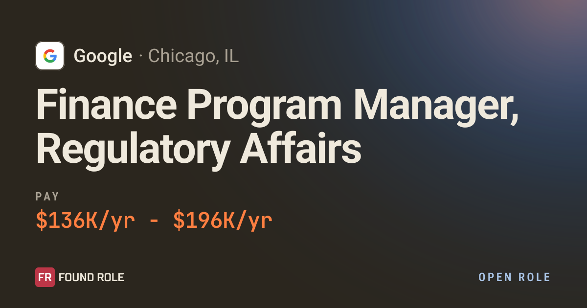 Program Administrator Resume Sample Finance Program Manager, Regulatory Affairs at Google