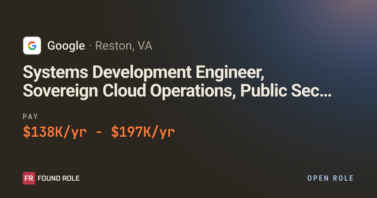 Systems Development Engineer, Sovereign Cloud
