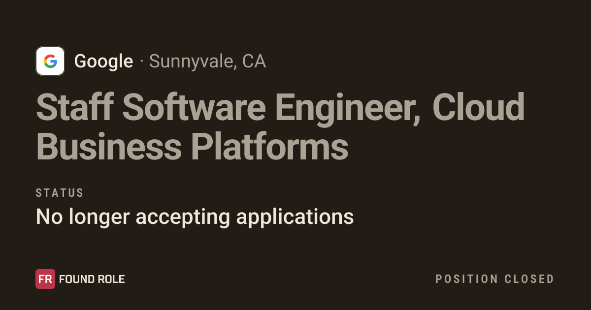 Staff Software Engineer, Cloud Business Platforms