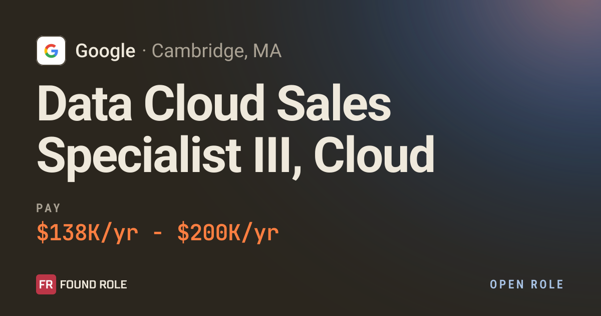 Data Cloud Sales Specialist III, Cloud at Google