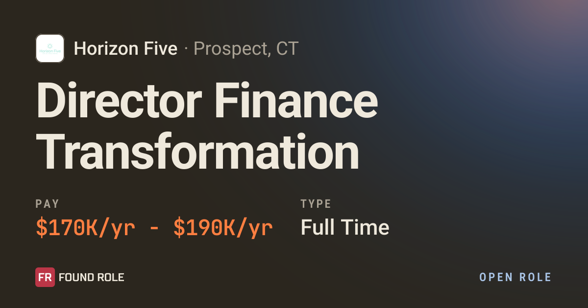 Director Finance Transformation at Horizon Five