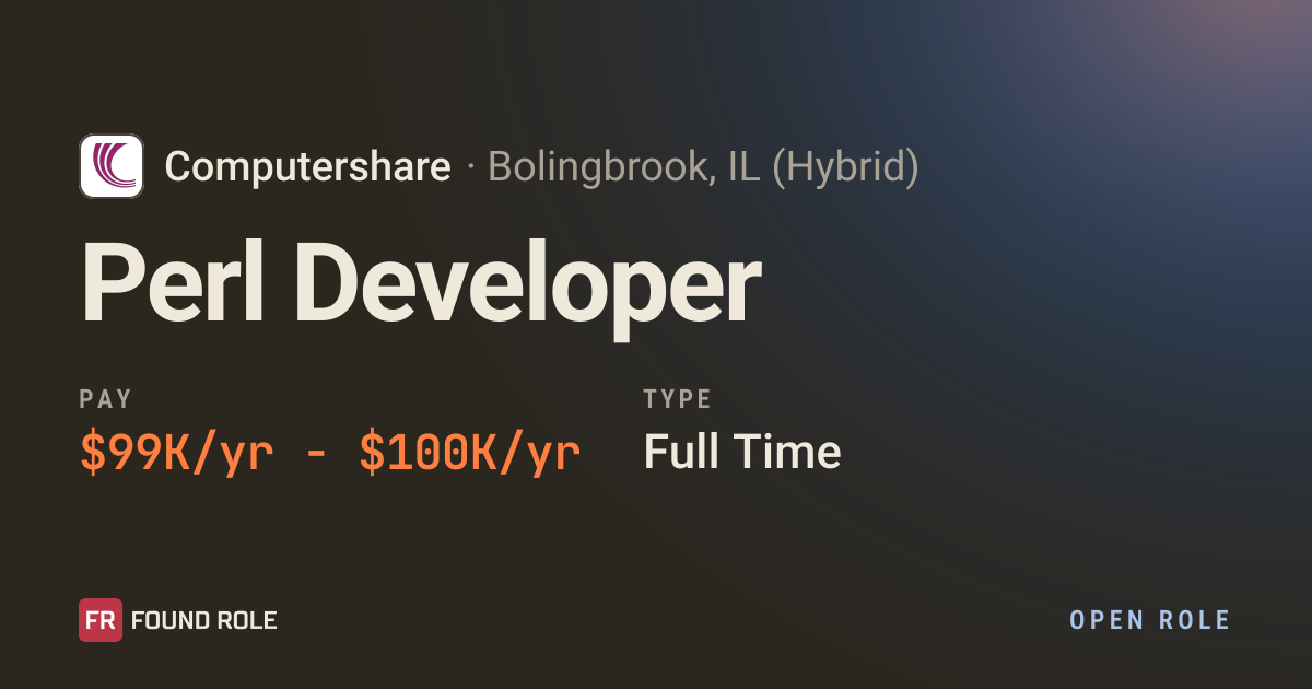 Perl Developer at Computershare in Bolingbrook, IL
