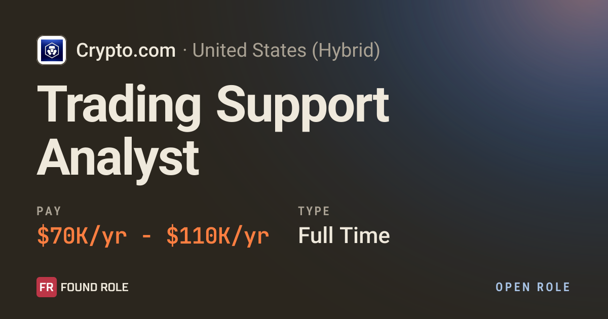 Trading Support Analyst at Crypto.com