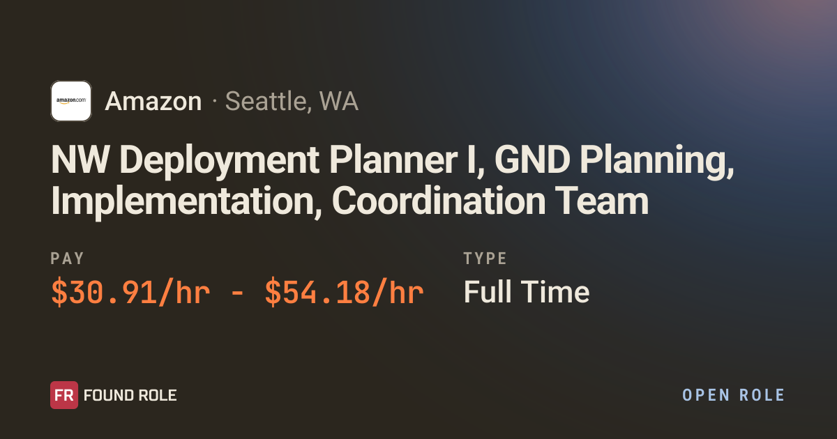 NW Deployment Planner I, GND Planning, Implementation